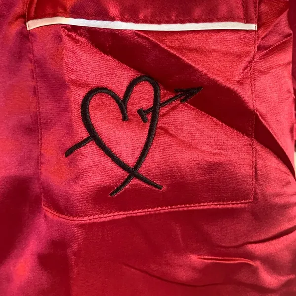 Dark pink satin 2 piece short pajama set (only one set for sale) - Image 3