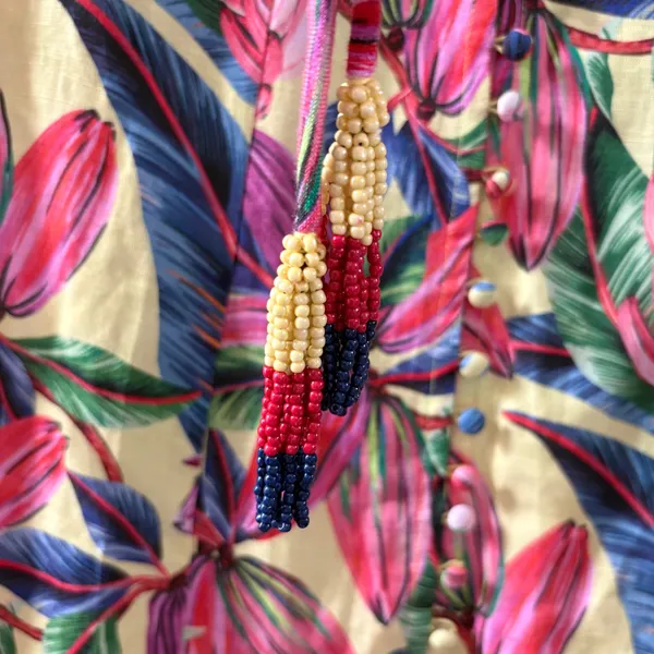Farm Rio for Anthropologie Tropical Floral Smocked Linen Midi Dress XS - Image 9