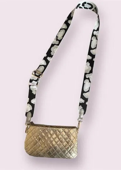 Reversible Leopard Print Wide Detachable Purse Strap Adjustable Black - Image 2