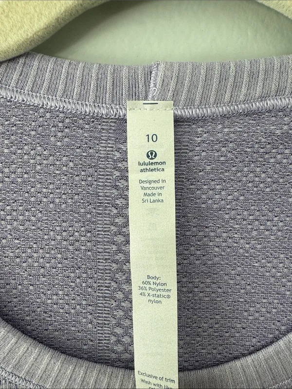 lululemon athletica Women's Tech Workout Top Size 10 Gym Yoga training - Image 2