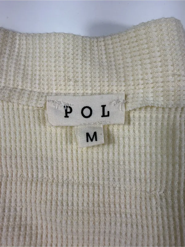 POL Anthropologie Cream Button-Front Long Sleeve Tee NWOT - Image 5