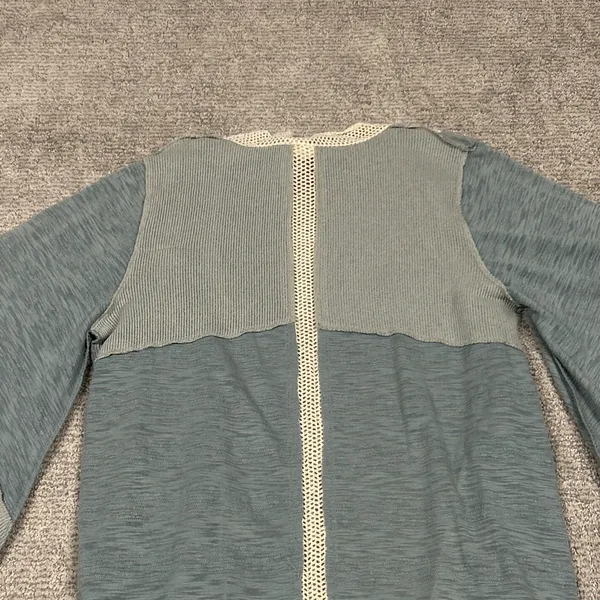 POL Long Duster Cardigan Womens Medium Seafoam Green Crochet Boho New - Image 9
