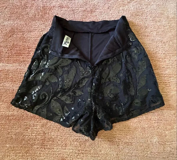 Show Me Your Mumu Black Sequin High Waist Shorts XS Party Evening - Image 8