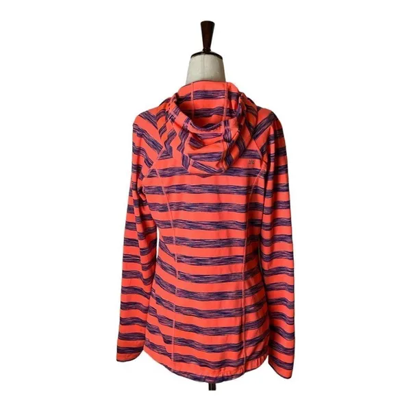 Lukka Pink And‎ Purple Striped Hooded Full Zip Athletic Active Jacket Size M - Image 3