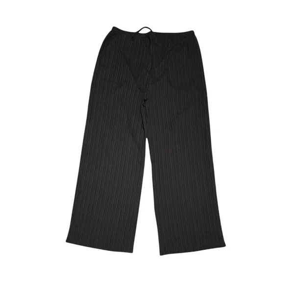 Women's Crinkle Wide Leg Slacks‎ XXL Lightweight Summer Black NEW - Image 9