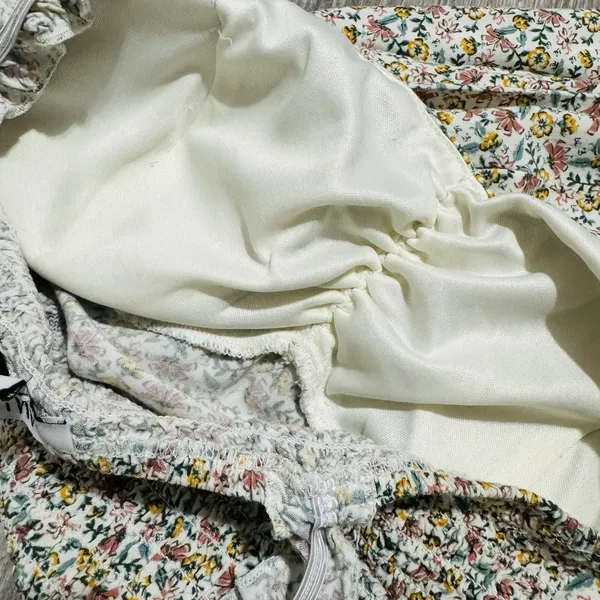 AUW L Green Floral Smocked Tie-Front Ruffle Strap Slit Midi‎ Dress Padded Bra - Image 14