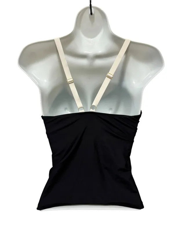 SUMMERSALT Black Tankini Top Sz S/4 Strappy Cream Back Padded Cups Stretch - Image 3