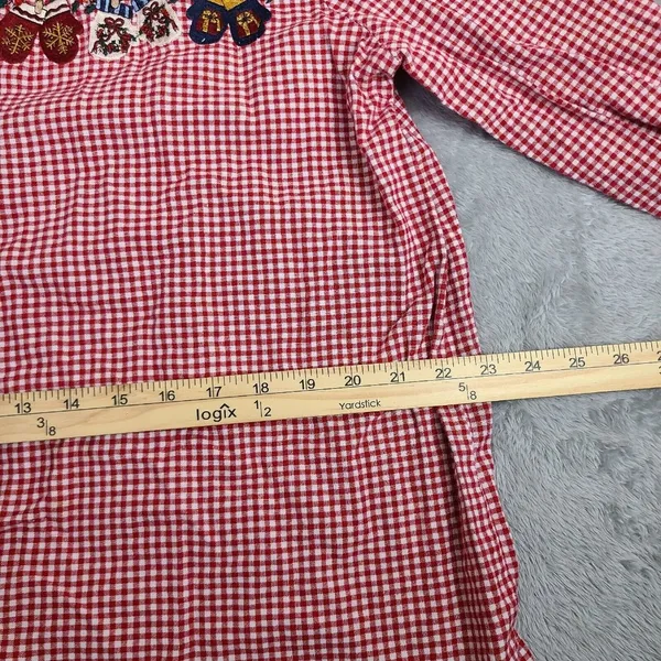 Bobbie Brooks Woman Red White Checked Christmas Mittens Button Front Top 18W 20W - Image 7