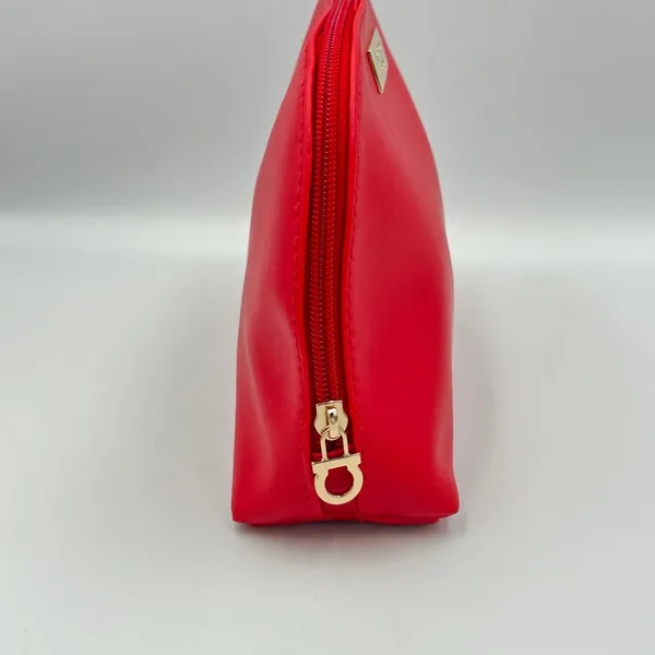Ferragamo Parfums Red Cosmetic Bag Toiletry Pouch Travel Zip‎ Makeup Case 9x6” - Image 5