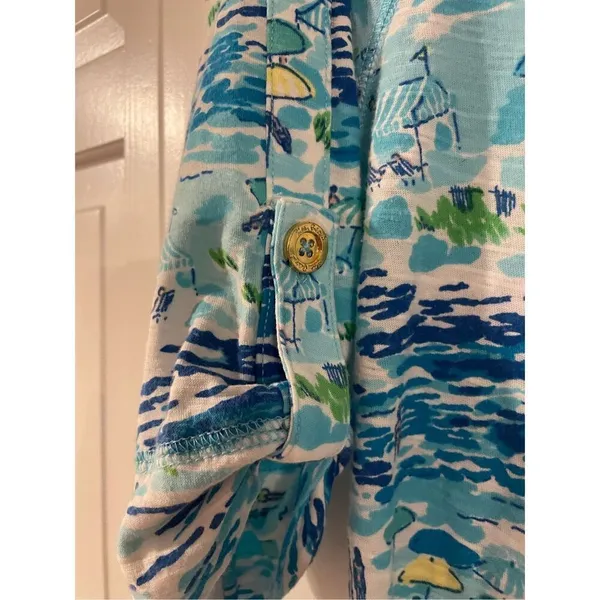 Lilly Pulitzer high tide boatneck 3/4 sleeve dress beach umbrella print - Image 5
