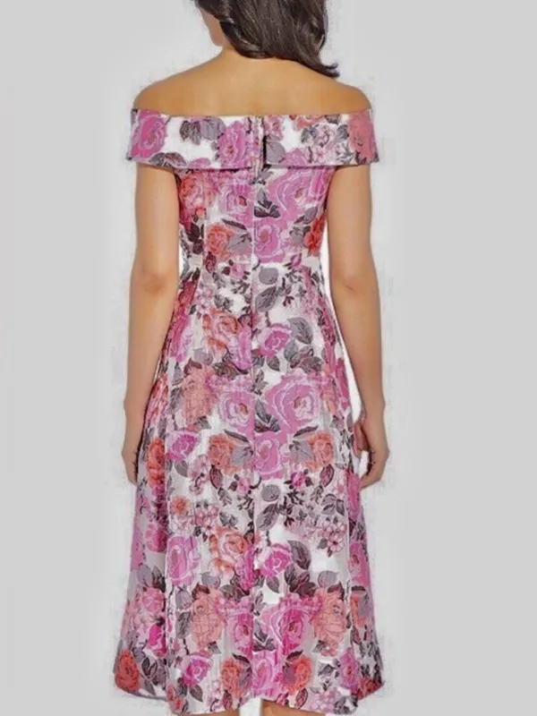 Adrianna Papell Floral Jacquard Shoulder Midi Dress Sz 6 Autumn Wedding Guest - Image 13