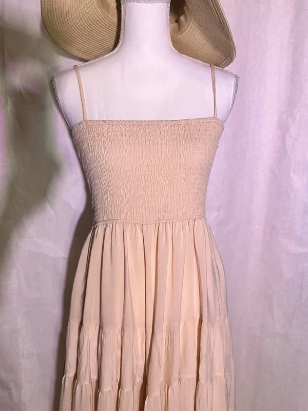 moodie Beige Smocked Tiered Maxi Dress - Image 6