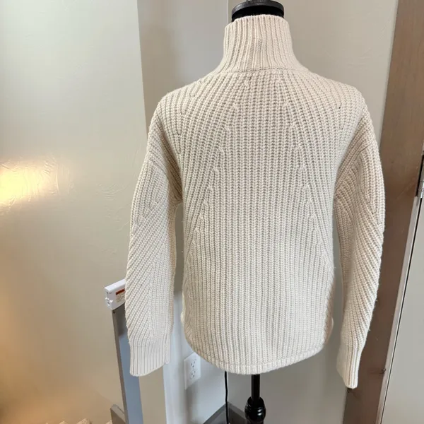 J.Crew White Ivory Chunky Knit Turtleneck Sweater Pullover‎ Wool Blend XS - Image 4