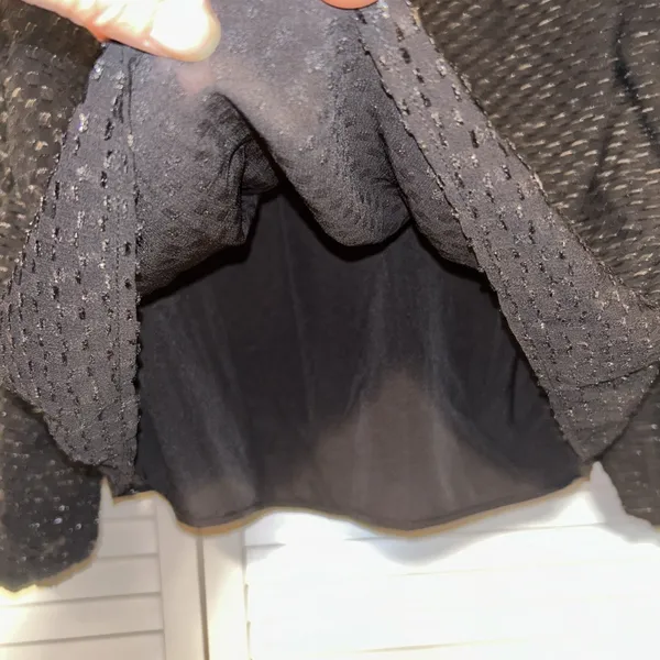 Nanette Lepore Women's Ruffle Front Top Blouse Long Sleeve Shimmer Size M Black‎ - Image 4