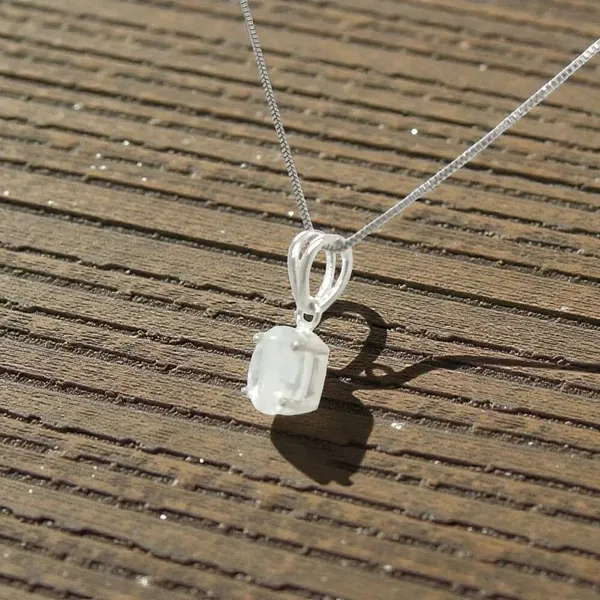 1.33 Carat Oval Moonstone Solitaire Pendant in 925 Sterling Silver - Image 2