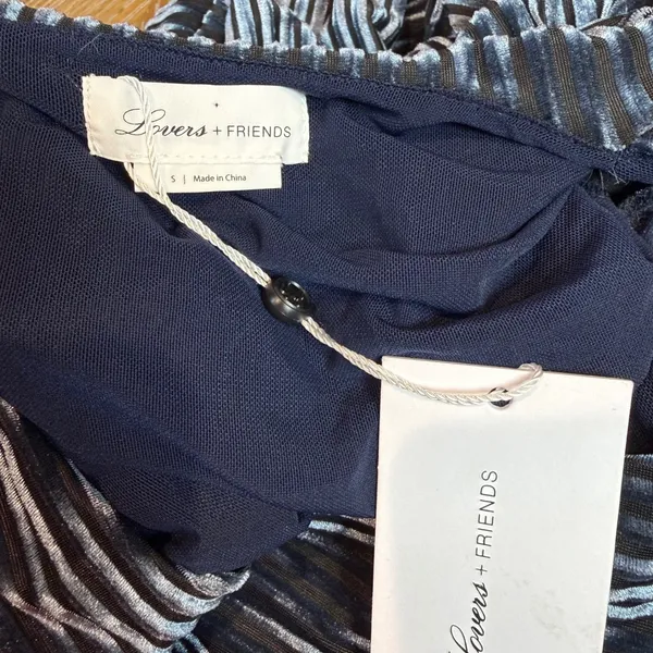 Lovers + Friends NWT Sarai‎ Maxi Dress Short Sleeve Velvet Ribbed Steel Blue - Image 7