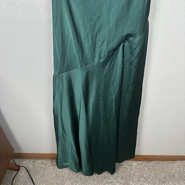 NEW Birdy Grey Olivia Matte Satin Slip Maxi Dress Sz XS Emerald Green Cowl Neck - Image 3