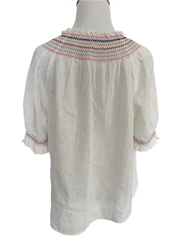 Madewell Smocked Short Sleeved Peasant Top Size Medium - Image 9