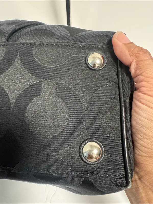 Coach Black Op Art Taylor Signature Satchel with Silver Hardware Crossbody - Image 8