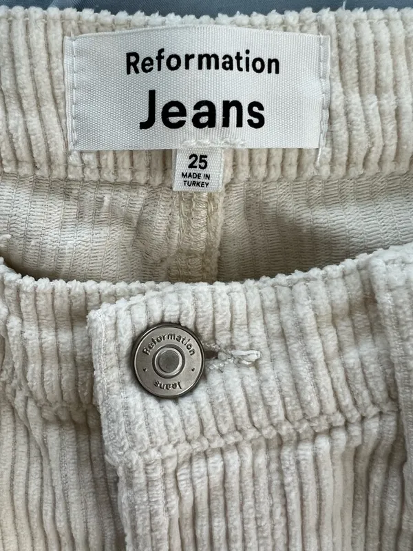Reformation Rowan High Rise Relaxed Corduroy Pants Cream Size 25 - Image 11
