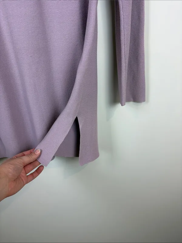 Eileen Fisher Organic Cotton V-Neck Knit Tunic Sweater Women’s Large Purple - Image 4