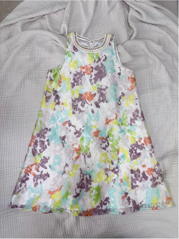 Women's Belle Badgley Mischka Mini Dress Size 4 White Multi-color - Image 12