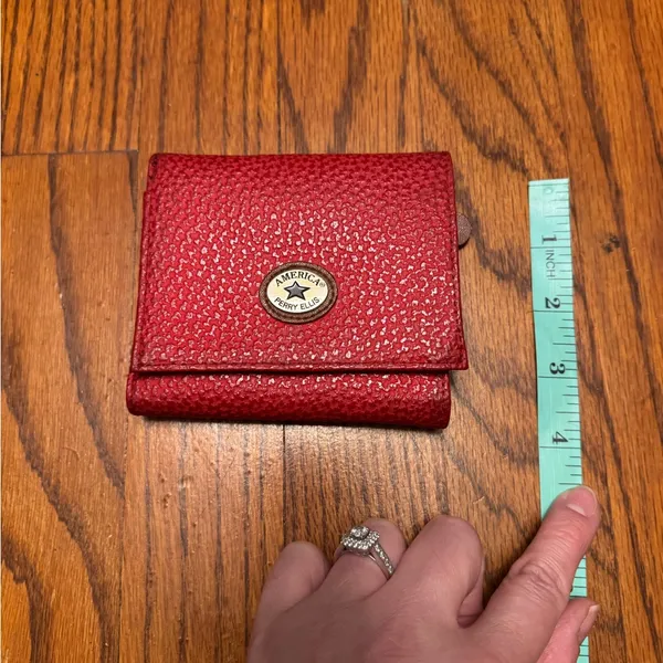 Perry Ellis Crossgrain Leather Wallet Red vintage - Image 2
