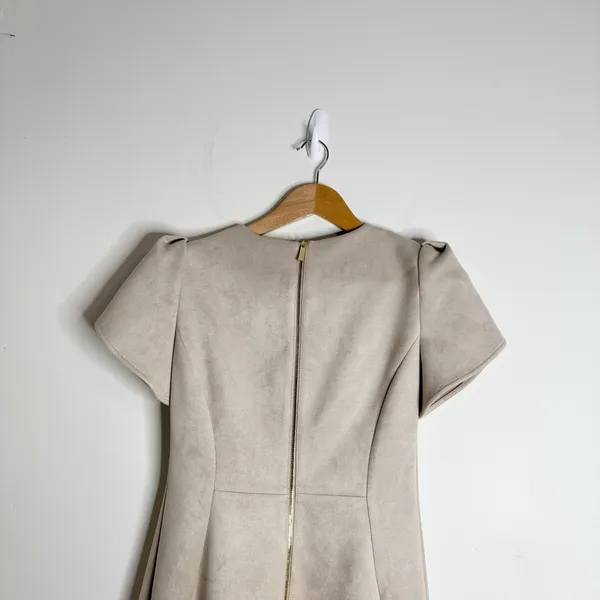 Calvin Klein Puff Short Sleeve Faux Suede Princess Seam Sheath Mini Dress size 4 - Image 5