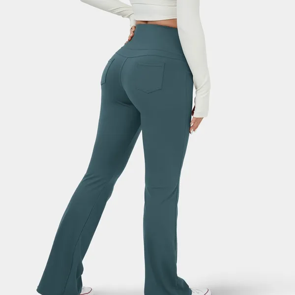 Halara 05H3- High Waisted Back Pocket Flare Yoga Leggings. Size Small - Image 3