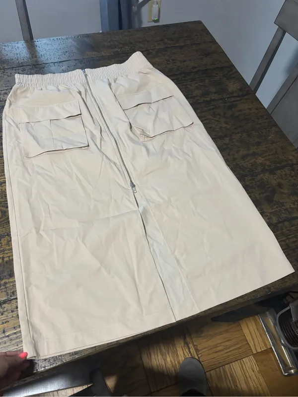 NWOT Abercrombie &‎ Fitch Cargo Utility Midi Skirt L Tall Tan Zip Front - Image 7