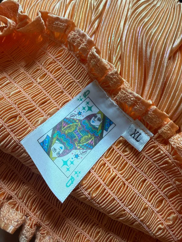 orange metallic pleated swing shorts by Queen of Sparkles youth size xl - Image 3