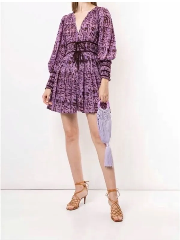 Ulla Johnson Kesia Mini Dress 2 Purple Long Sleeve Fall Feminine Whimsy Chic - Image 2