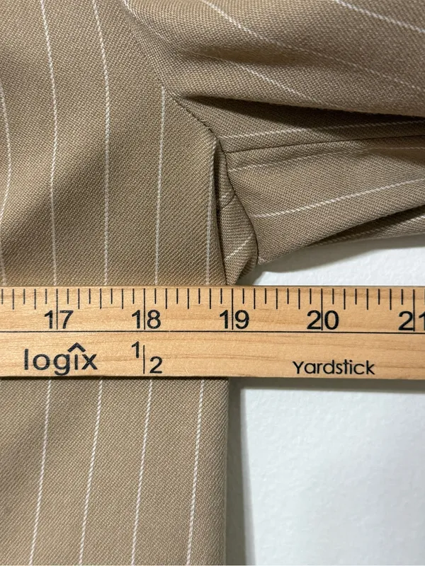 Zara Pinstripe Blazer Size Medium Women’s Tan Blogger Fav - Image 9