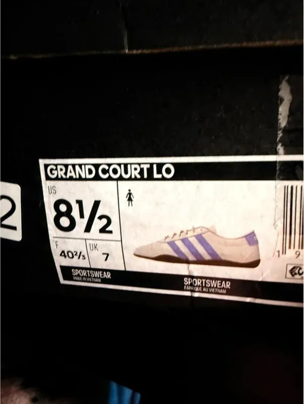 Adidas Grand Court LO Sneakers White Lavender Gum Sole Women’s 8.5 NWT - Image 6