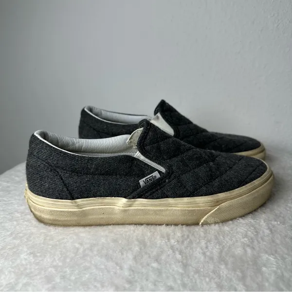 Vans Classic Gray Quilted Slip-On Loafers Canvas Unisex Men’s 5.0 Or Women’s 6.5 - Image 5