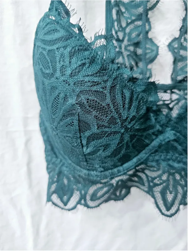 Women's Victoria's Secret PINK Lace Racerback Bralette Size S Green - Image 2