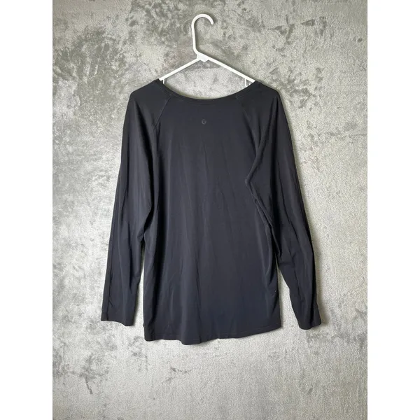 Lululemon Black Long Sleeve Performance Running Top Women's Relaxed Athletic 10 - Image 3