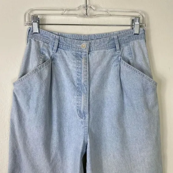 Vintage Woolrich Light Wash Pleated Denim High Rise Mom Jeans Size 10 - Image 3
