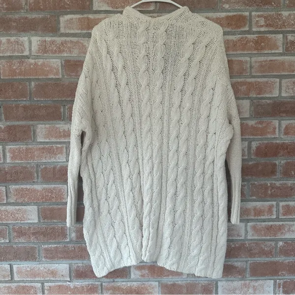 Free People Easy Cable Knit Sweater Drop Shoulder Oversized Women’s XS Beige - Image 8