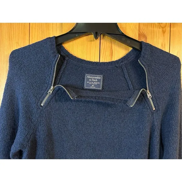 ABERCROMBIE & FITCH Navy Blue Zipper Sweater Dress Medium Tall Women's (0958) - Image 4