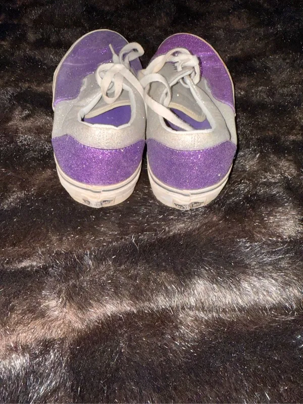 Vans OFF The Wall Shoes/Sneakers in Sparkle Glitter Purple & Silver Size 9.5 - Image 5