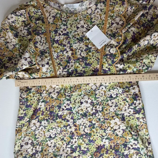 NWT‎ & Other Stories Scalloped Mini Dress Sz XS Floral Cottage Romantic Feminine - Image 12