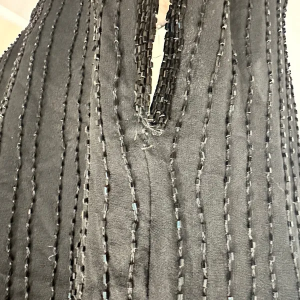 Vintage 80s Stenay Woman‎ Black Silk Beaded Sequin Cocktail Shift Dress Art Deco - Image 15