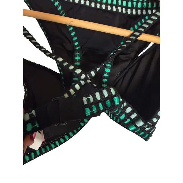 Victoria’s Secret Black Teal Crochet 2 Piece Triangle Bikini Swimsuit Set S/M - Image 4