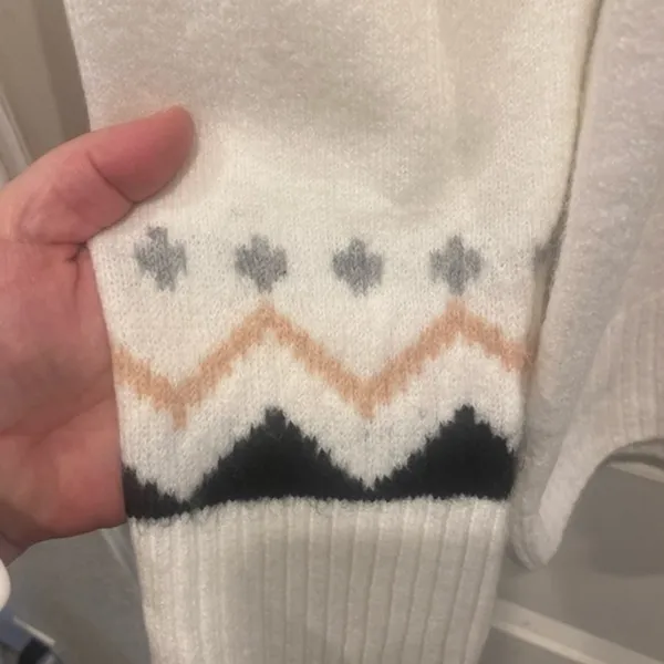 Vince Camuto Womens Medium Ivory Fair Isle‎ Mock Neck Pullover Sweater Knit - Image 3