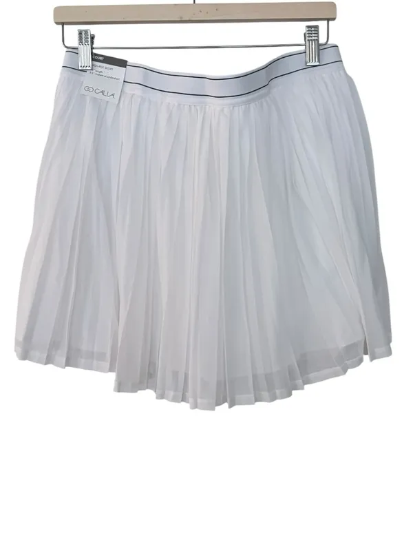 CALIA Pleated Mesh Mini Skort White Size L NEW Tennis Pickleball Sporty - Image 5