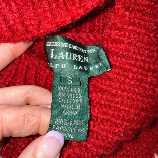 Vintage Lauren Ralph Lauren Hand Knit Dog Sweater Wool Turtleneck Nordic Small‎ - Image 2