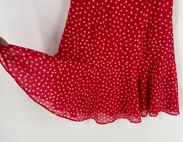 Keepsake Moonshine Dress Red Polka Dot Chiffon Flutter Sleeve Mini Dress Size XS - Image 8