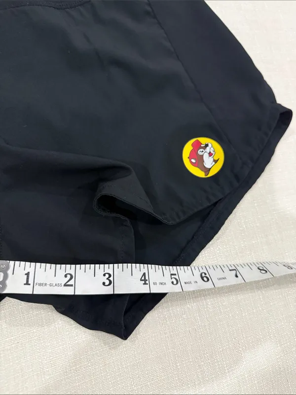 BUC-EE’S Women’s Black Athletic Shorts with Logo Patch - Image 3