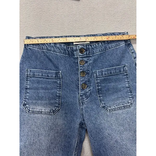 Reformation Jeans Size 29 Inari Blue High Rise Patch Pocket Button Fly Straight - Image 10